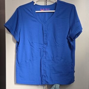 Urbane Women's Vibrant Blue Snap Front Button-Down Shirt